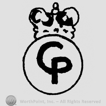 Circle and letters C P inside;crown on top.