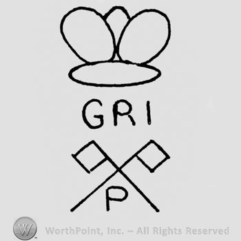 Crown and letters GRI written under it;2 crossed flags and letter P bellow.