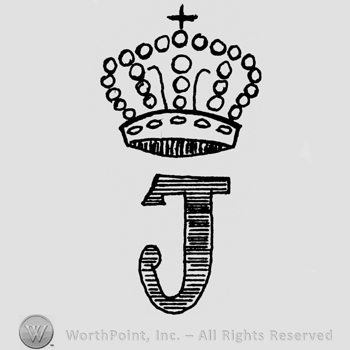 Crown with a small cross on top;letter J written bellow.