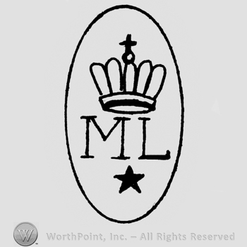 Circle enclosing a crown with cross, initials M and L and a star.