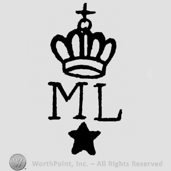 Crown with a cross, initials M and L and a black star.