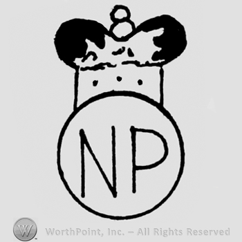 Crowned circle enclosing initials N and P.