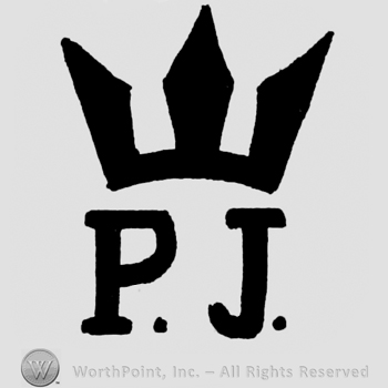 Initials P and J with a crown above.