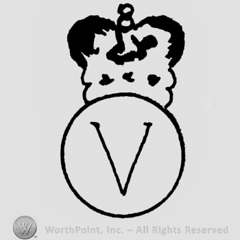 Crowned circle enclosing initial V.