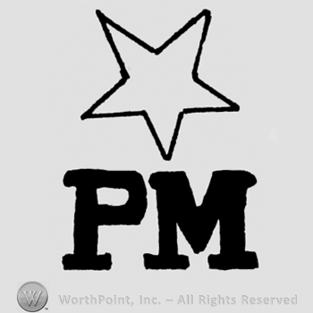 Capital P M written under a star.