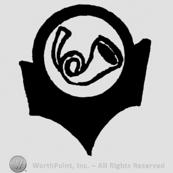 A sign with a trumpet inside.