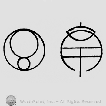 Circle with 2 small circles inside;unfinished circle on the right,with some lines inside of it.