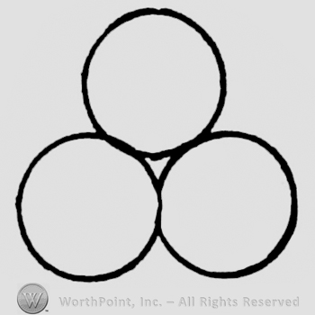 Three circles in triangle shape.