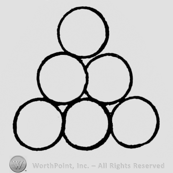 Six circles in triangle shape.
