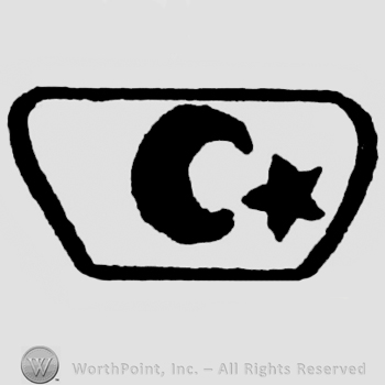 Crescent and a star in a hexagone.