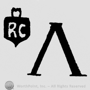 Shield with letters R and C on; turned V on the right.