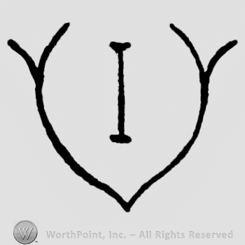 Letter V enclosing letter I.