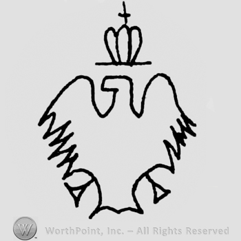 An eagle with opened wings;a crown on top.