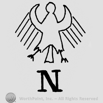 Bird shapewith opened wings;letter N written bellow.