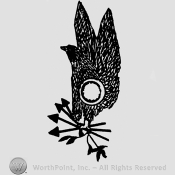 Bird with arrows in claws and a circle in the middle.