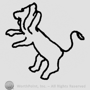 Shape of a lion turned to the left.