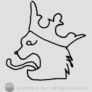 Lion head with a crown.