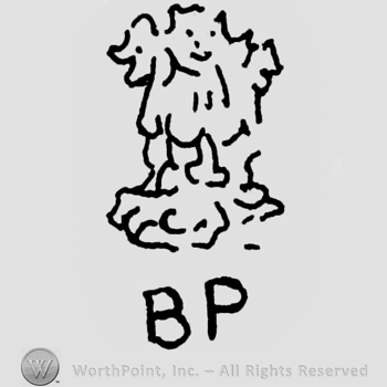 Lion shape with initials B and P bellow.