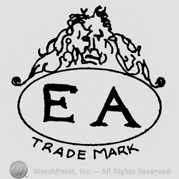 Oval with initials E and A; lion head above and TRADE MARK written bellow.