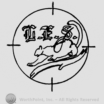 Circle enclosing a lion shape and initials L.E.S.