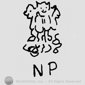 Lion shape above initials N and P.