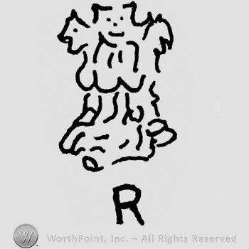 Lion shape above letter R.