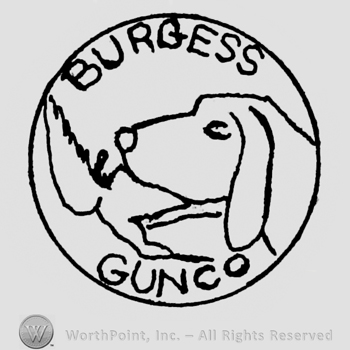 Dog head in circle; BURGESS GUN CO written.