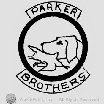 Dog head in circle; PARKER written above and BROTHERS written bellow.