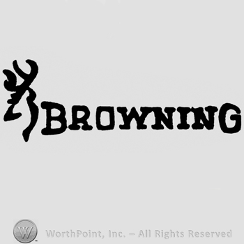 Deer antlers;word BROWNING bold written in the right side.