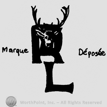 Deer head inside of letter R;word MARQUE written in the left side;word DEPOSEE written in the right side;letter L bellow.