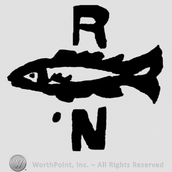 A fish with letter R written on top;letter N written bellow.