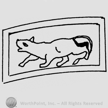 Two curved rectangles with a dog inside.