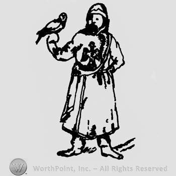 A man with a bird on his right hand.