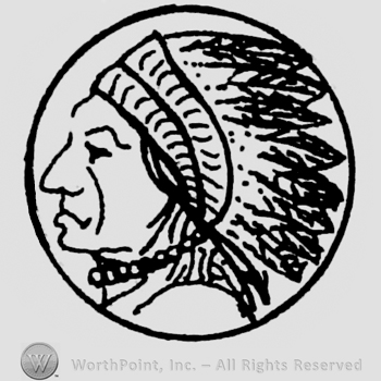 Circle enclosing an indian head.