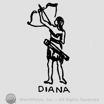 Goddess with an arch and DIANA written bellow.