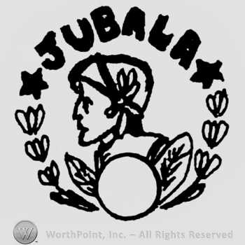 A god head in a circle formed by laurel and JUBALA written above between two stars.