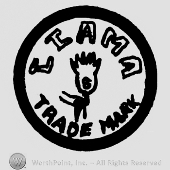 Circle enclosing a flower; LIAMA TRADE MARK written.
