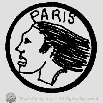 Circle enclosing a man's head and PARIS written above.