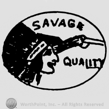 Circle enclosing an indian head and SAVAGE QUALITY written.