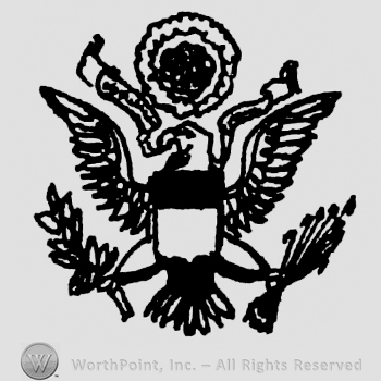 An eagle after a shield; branches in claws and a circle with a crown above.