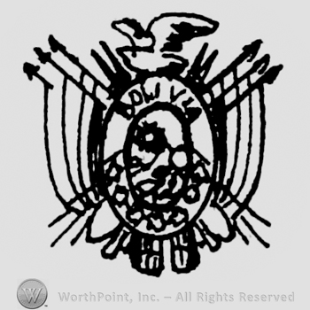 Shield with BOLIVIA written on, arrows behind and a bird above.