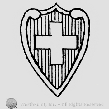 Heart shield with a cross on.