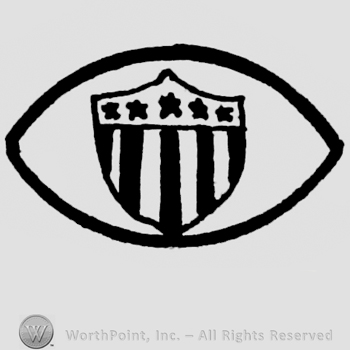 Oval enclosing shield with stars.