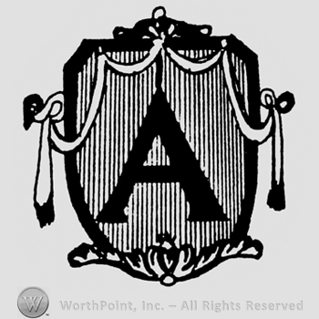 Shield with initial A on and a ribbon above.