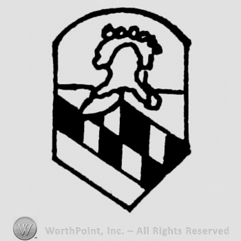 Shield with a hat on and two black and white bands.