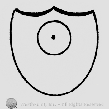 Shield with a circle enclosing a point on.