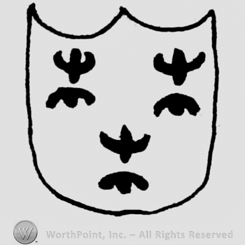 Shield with three flowers on.