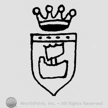 Crowned shield with a boat on.