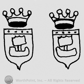 Two crowned shields with boat on each.