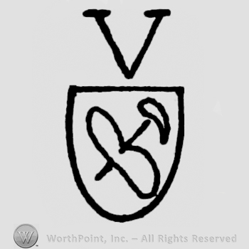 Shield with letter V above.